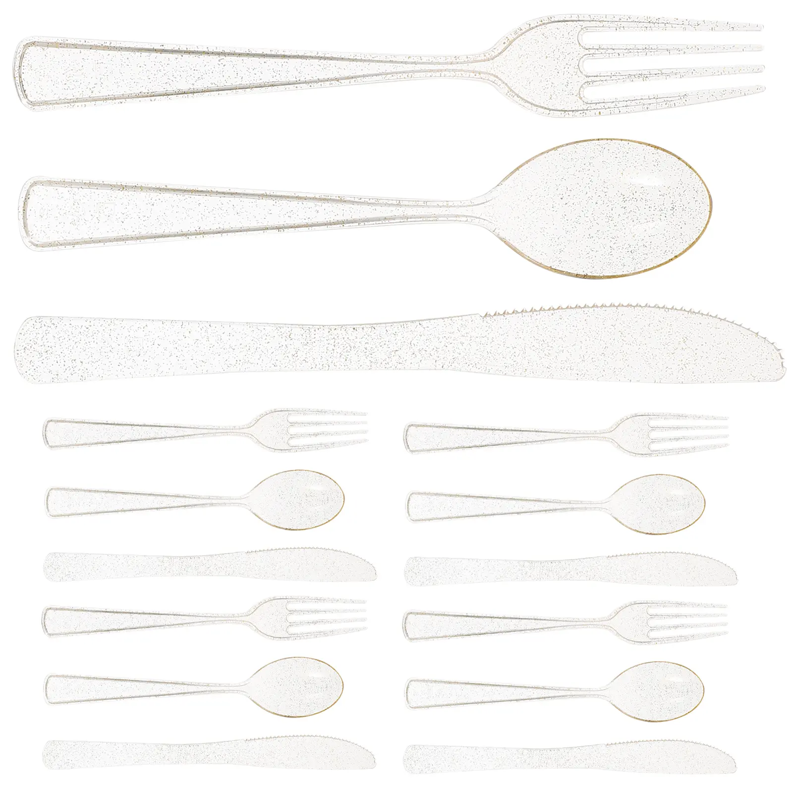 12 set Gold Knife Fork Set Reusable Plastic Cutlery Ergonomic Serving Utensils For Parties Buffet Wedding Large