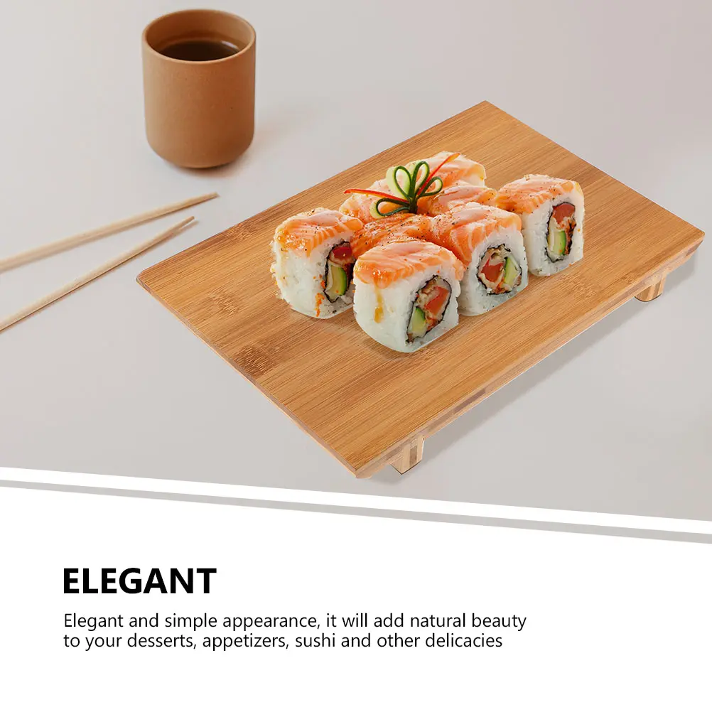 2Pcs Bamboo Plate Food Dessert Platter Party Snack Sushi Tray Party Snack Tray Household Serving Sashimi Fruit