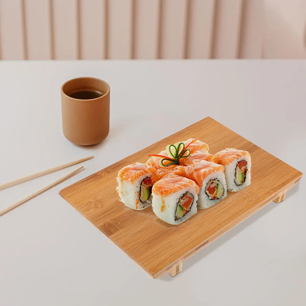 2Pcs Bamboo Plate Food Dessert Platter Party Snack Sushi Tray Party Snack Tray Household Serving Sashimi Fruit