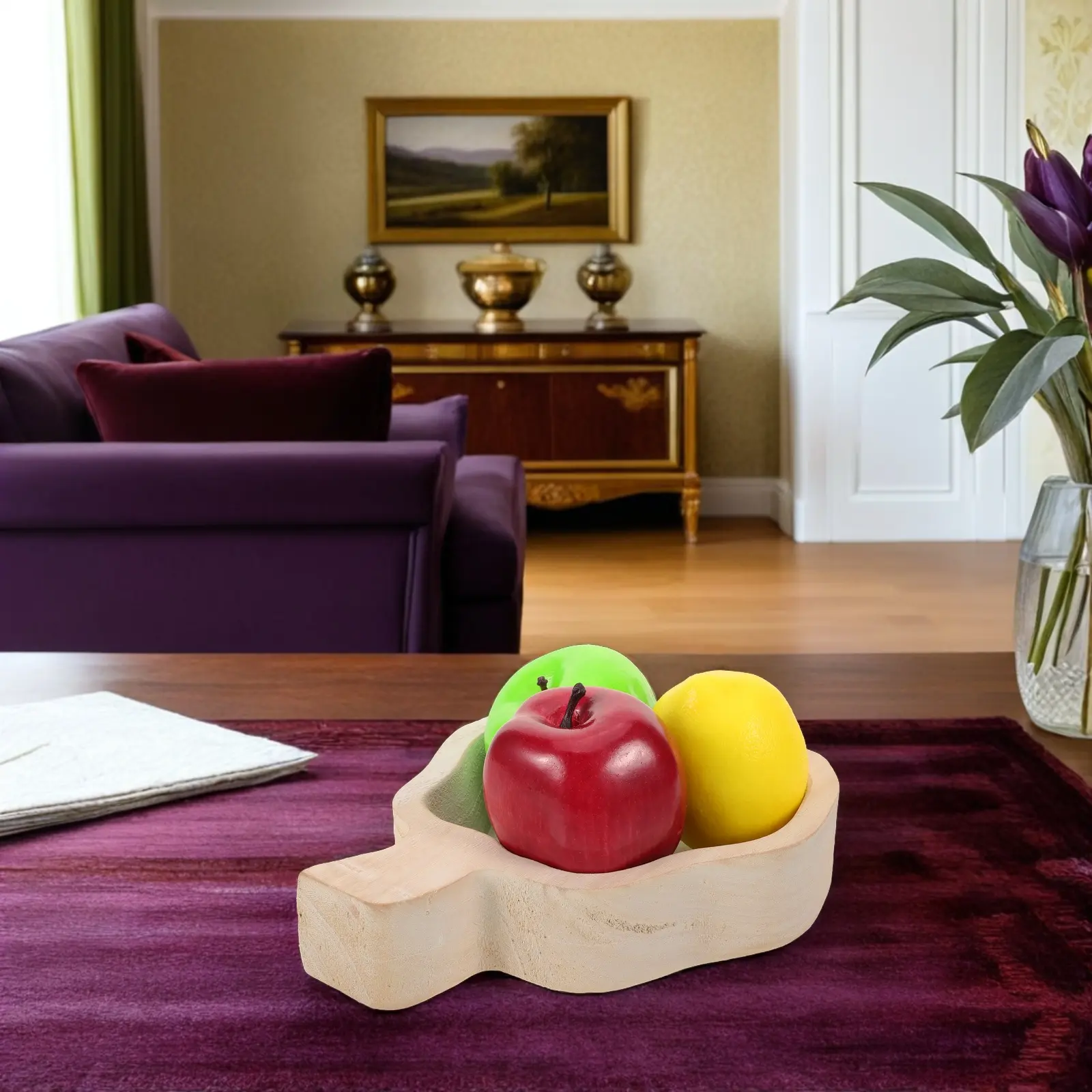 Pumpkin Wood Tray Natural Wooden Serving Platter for Fruits Nuts Cakes Rustic Home Decor Portable Cheese Board Holiday Picnic