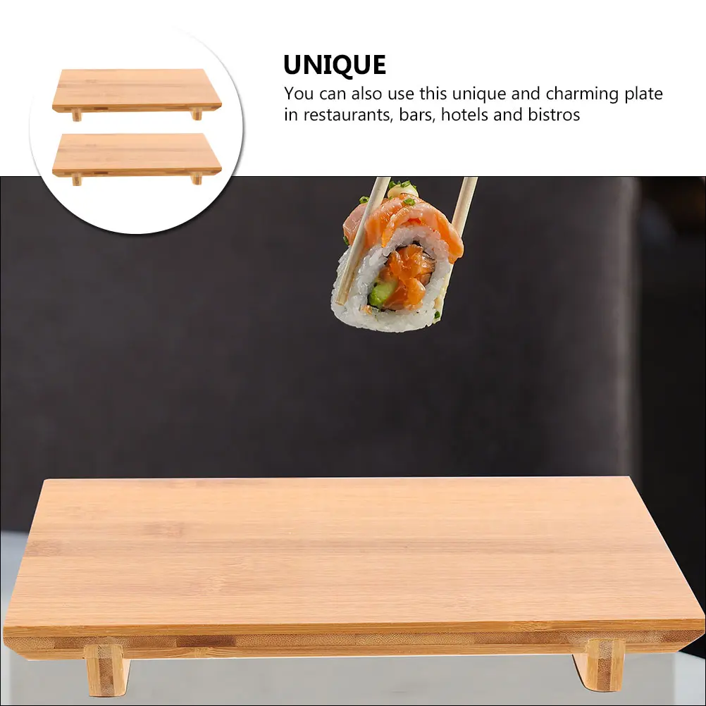 2Pcs Bamboo Plate Food Dessert Platter Party Snack Sushi Tray Party Snack Tray Household Serving Sashimi Fruit
