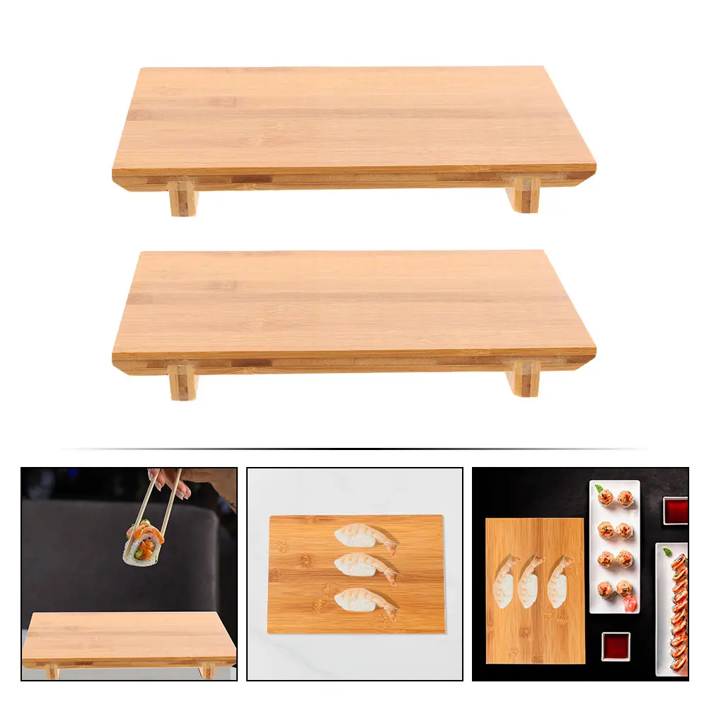 2Pcs Bamboo Plate Food Dessert Platter Party Snack Sushi Tray Party Snack Tray Household Serving Sashimi Fruit