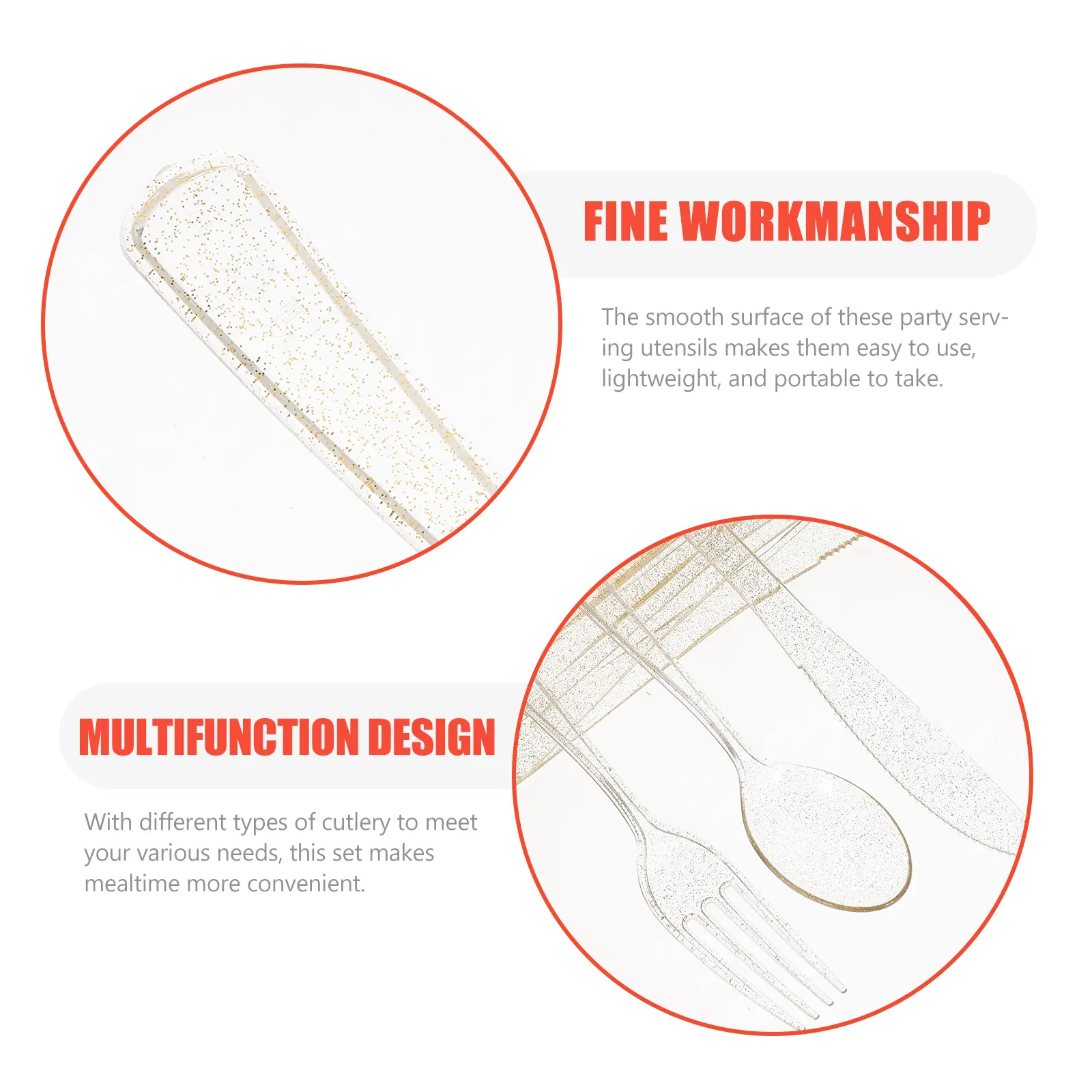 12 set Gold Knife Fork Set Reusable Plastic Cutlery Ergonomic Serving Utensils For Parties Buffet Wedding Large