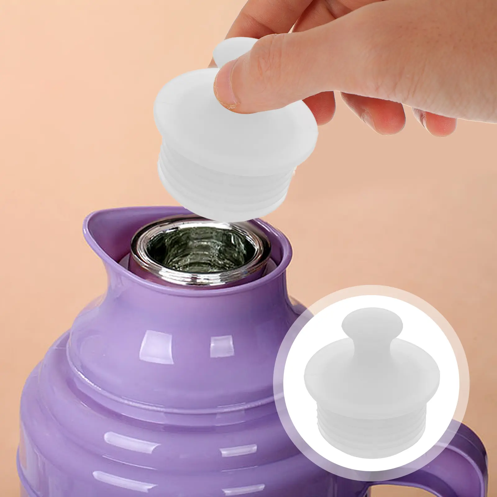 2pcs Silicone Leak-Proof Insulated Bottle Closure Thermal Flask Seal Plug Replacement For Water Bottles Oil Containers