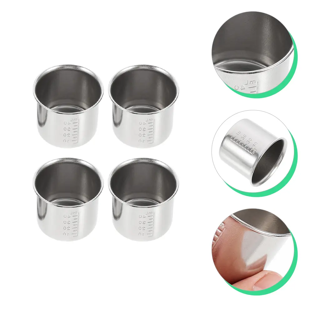 4Pcs Stainless Steel Graduated Cups Scale Measuring Laboratory Medicine Precise Measurement