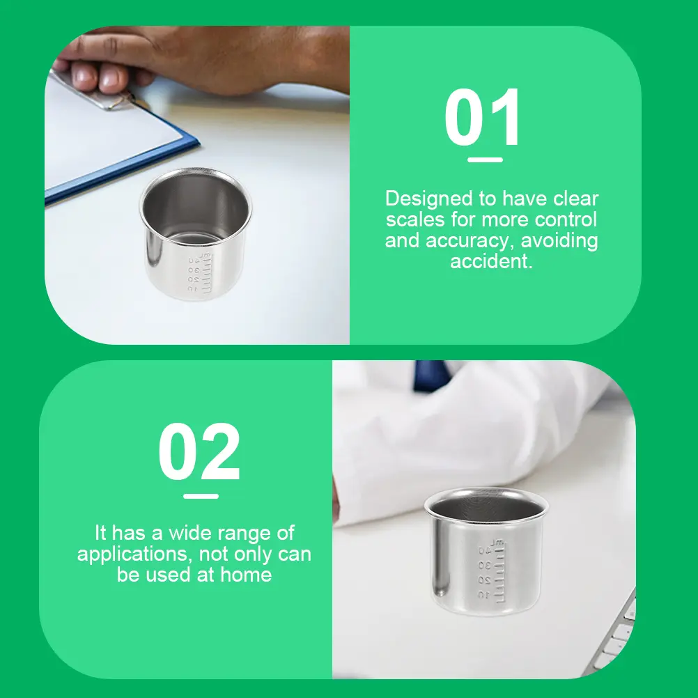 4Pcs Stainless Steel Graduated Cups Scale Measuring Laboratory Medicine Precise Measurement