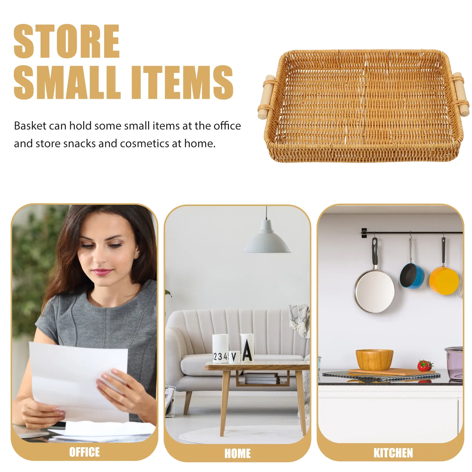 Hand-Woven Storage Basket Bread Serving Tray Woven Fruit Basket For Kitchen Home Office Organizing Container Snacks Cosmetics