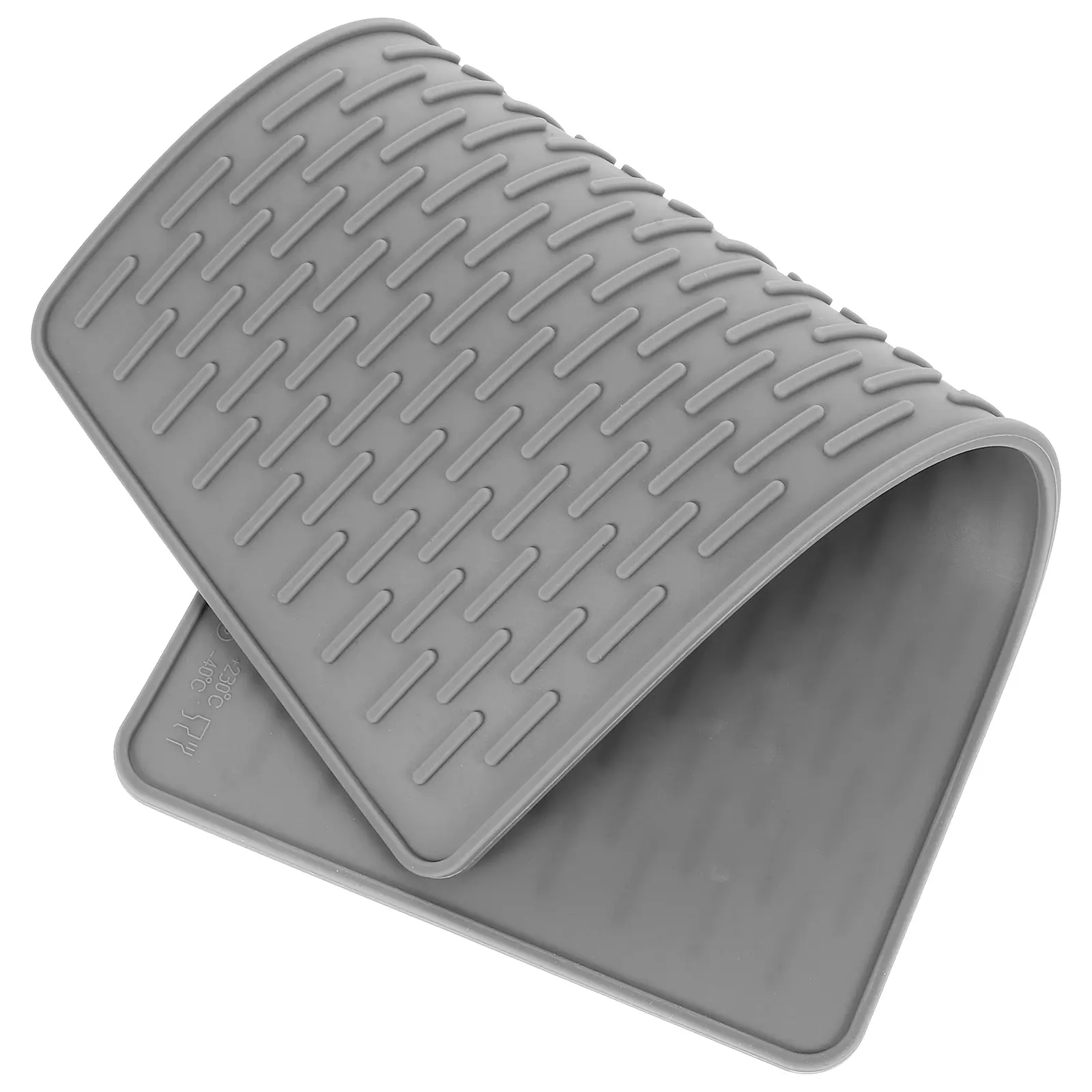 Silicone Heat Resistant Placemat Eco-Friendly Skidproof Fireproof Tableware Mat For Home Kitchen Office (Grey)