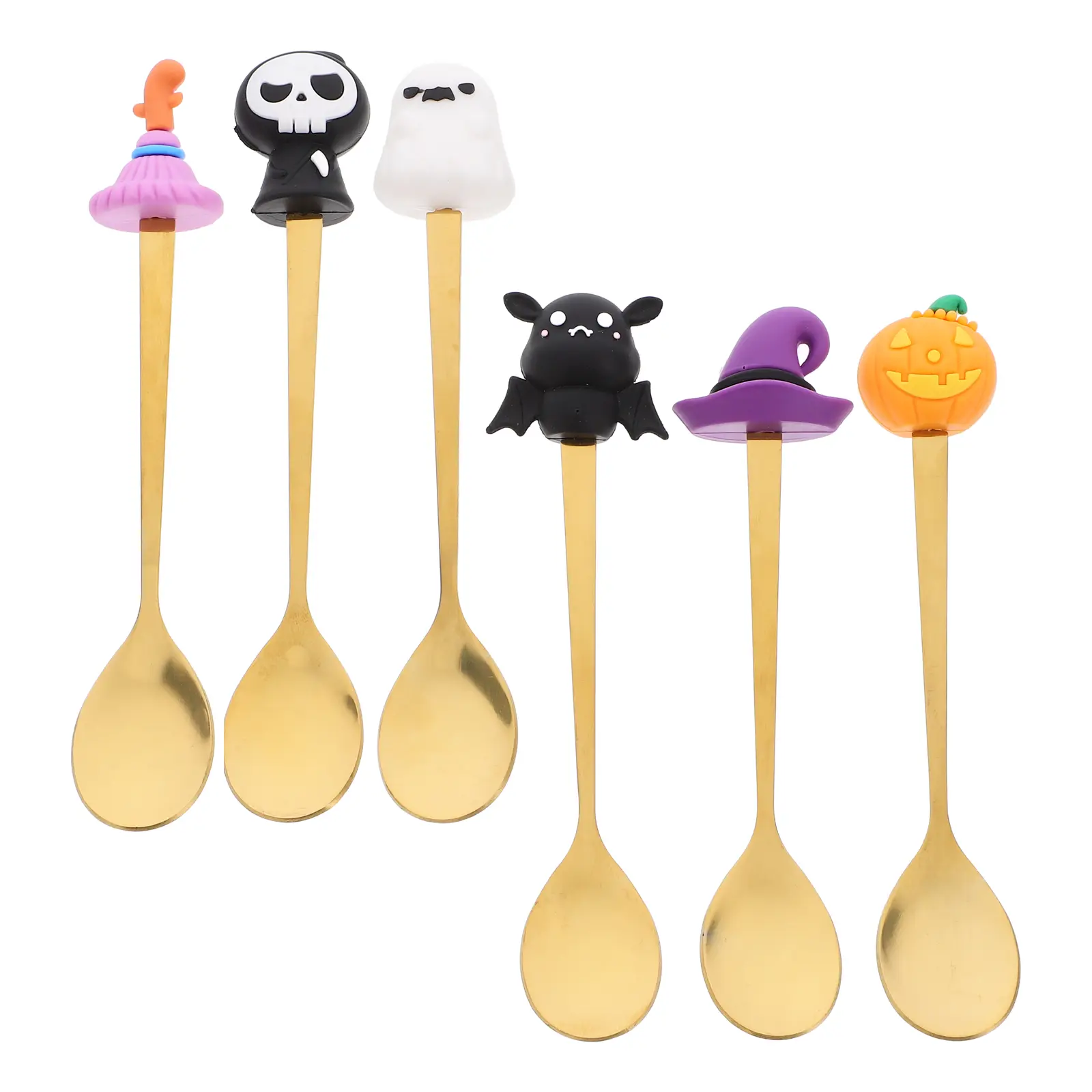 6pcs Halloween Dessert Stainless Steel Coffee Spoon Kitchen Accessories Engraved Cutlery For Party Home Restaurant Use Dessert