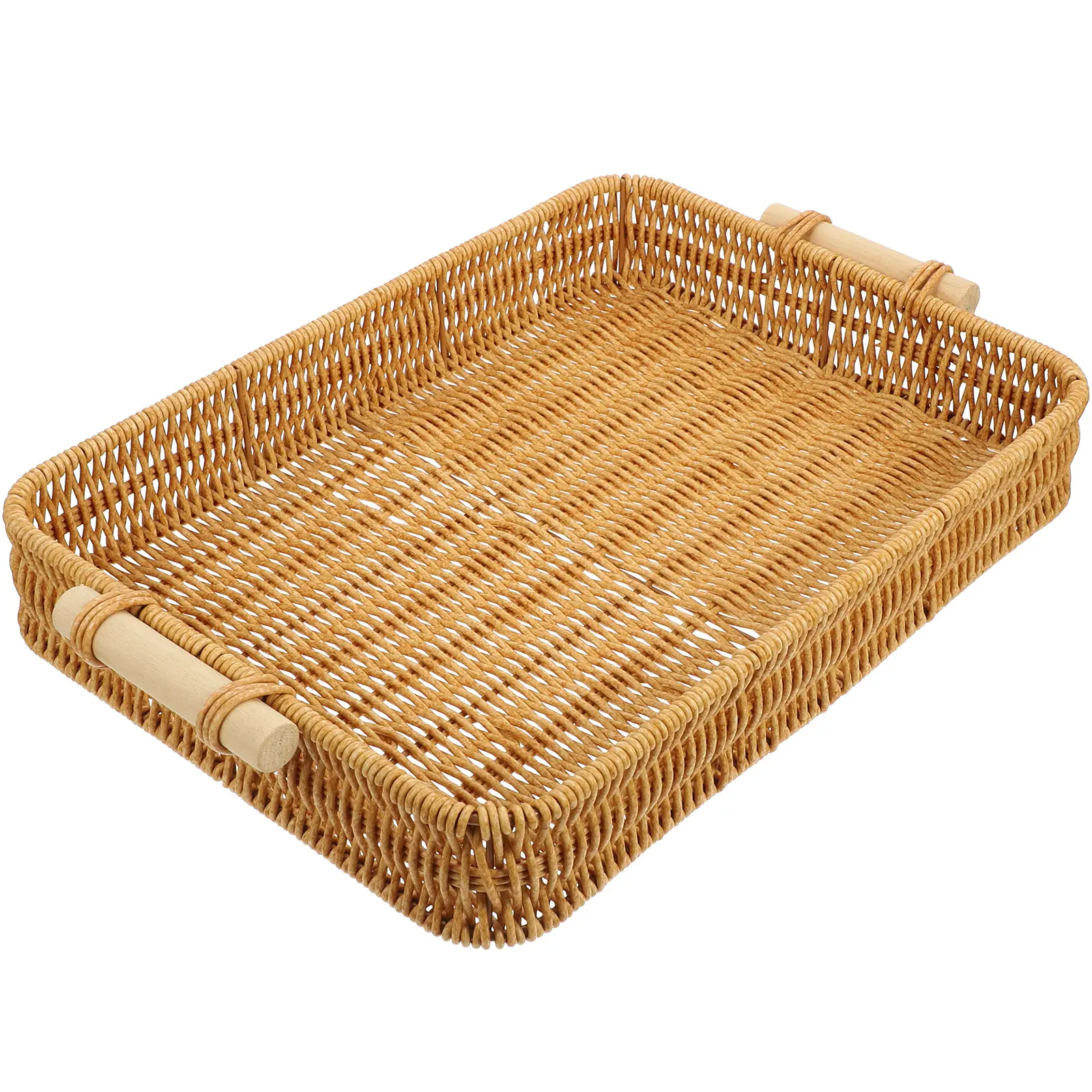 Hand-Woven Storage Basket Bread Serving Tray Woven Fruit Basket For Kitchen Home Office Organizing Container Snacks Cosmetics