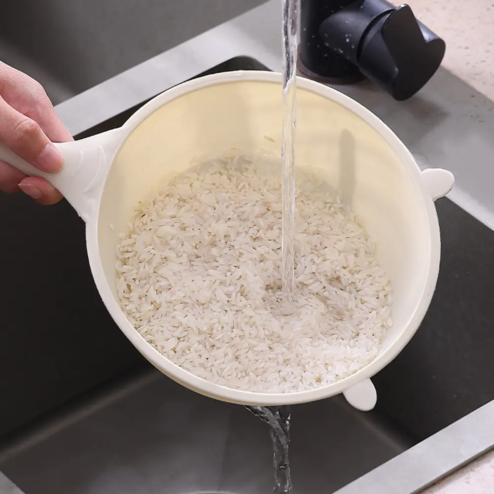 2Pcs Washing Sieve Multifunctional Kitchen Colander Plastic Filter Basket Drain Water Store Fruits Rice Cleaner Rice Strainer