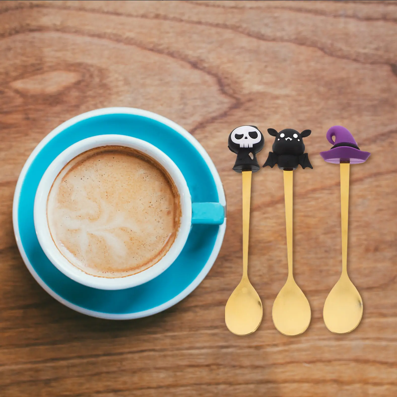 6pcs Halloween Dessert Stainless Steel Coffee Spoon Kitchen Accessories Engraved Cutlery For Party Home Restaurant Use Dessert