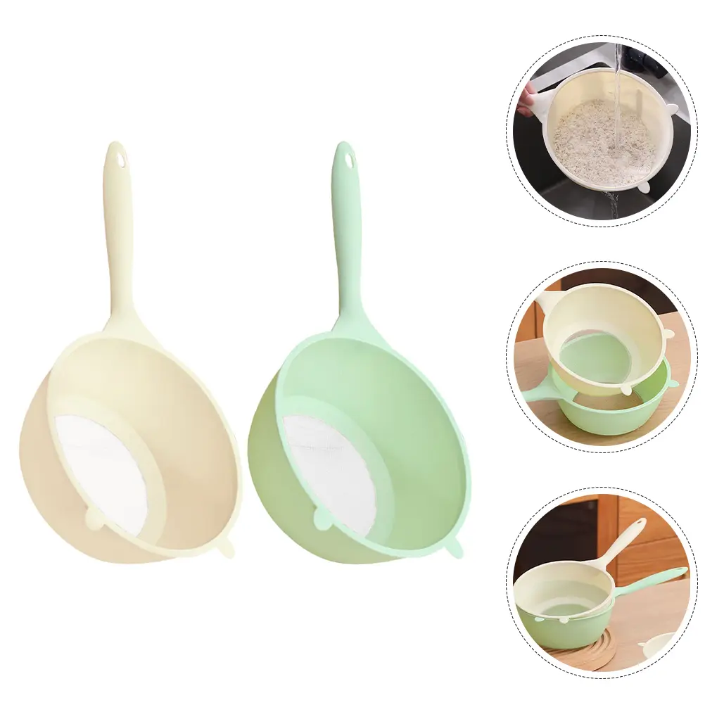 2Pcs Washing Sieve Multifunctional Kitchen Colander Plastic Filter Basket Drain Water Store Fruits Rice Cleaner Rice Strainer