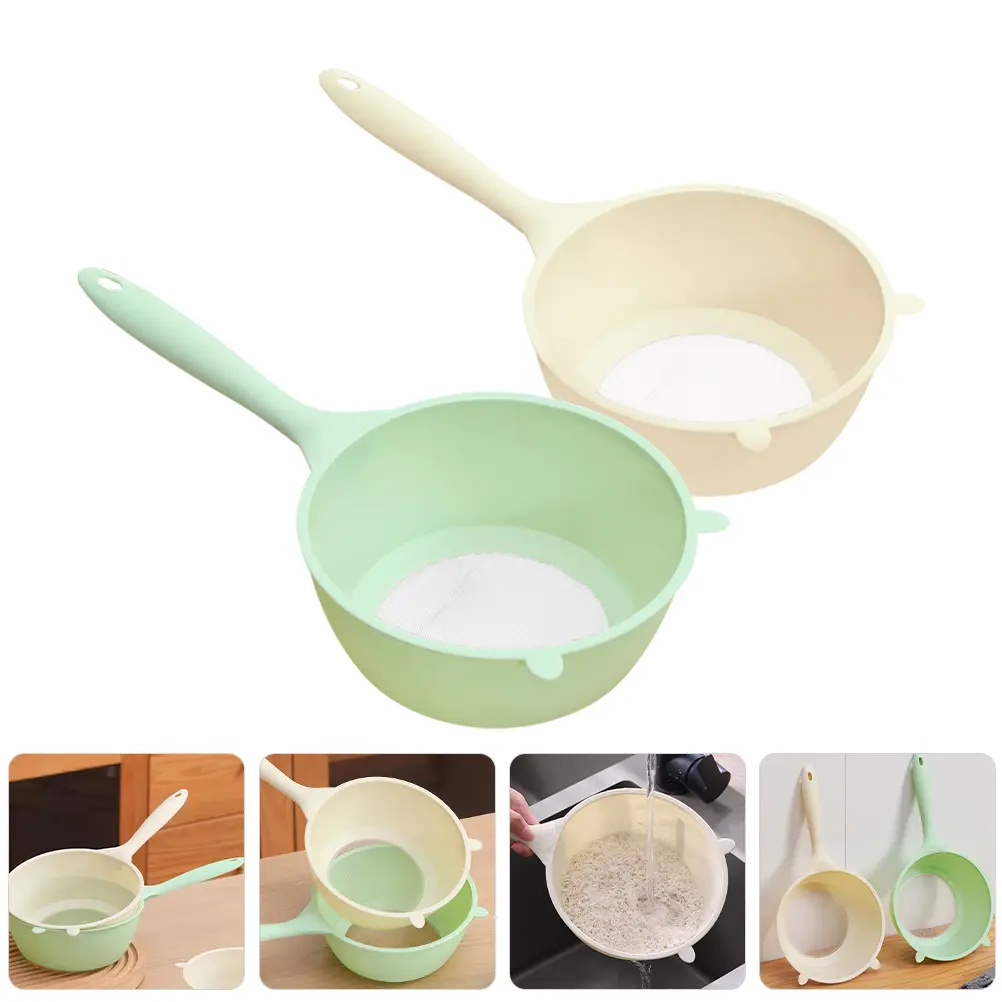 2Pcs Washing Sieve Multifunctional Kitchen Colander Plastic Filter Basket Drain Water Store Fruits Rice Cleaner Rice Strainer