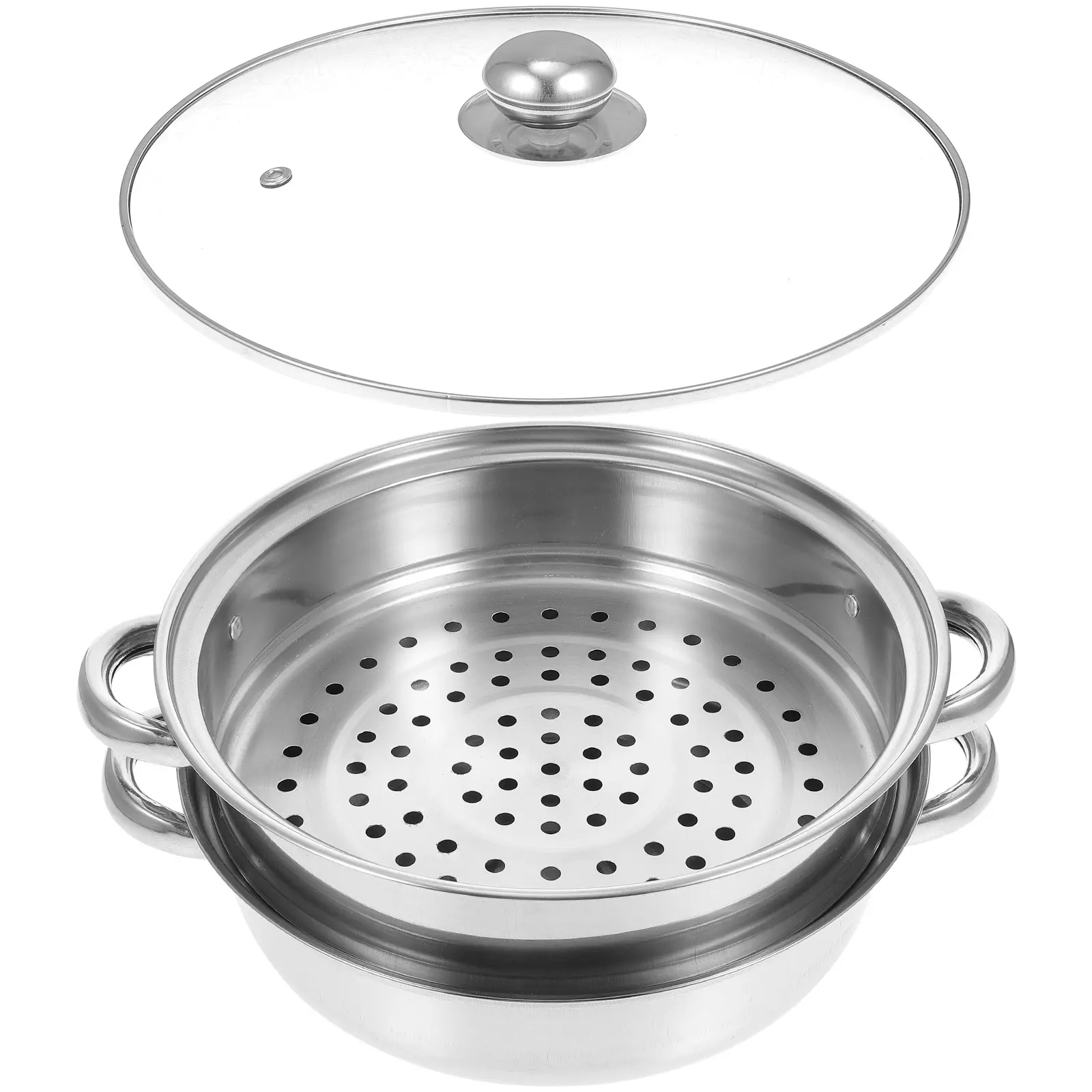 Thick Double Layer Food Pot Household Kitchen Steam Pot Stainless Steel Steamer Multi Functional Cooking Steaming Tool Vegetable