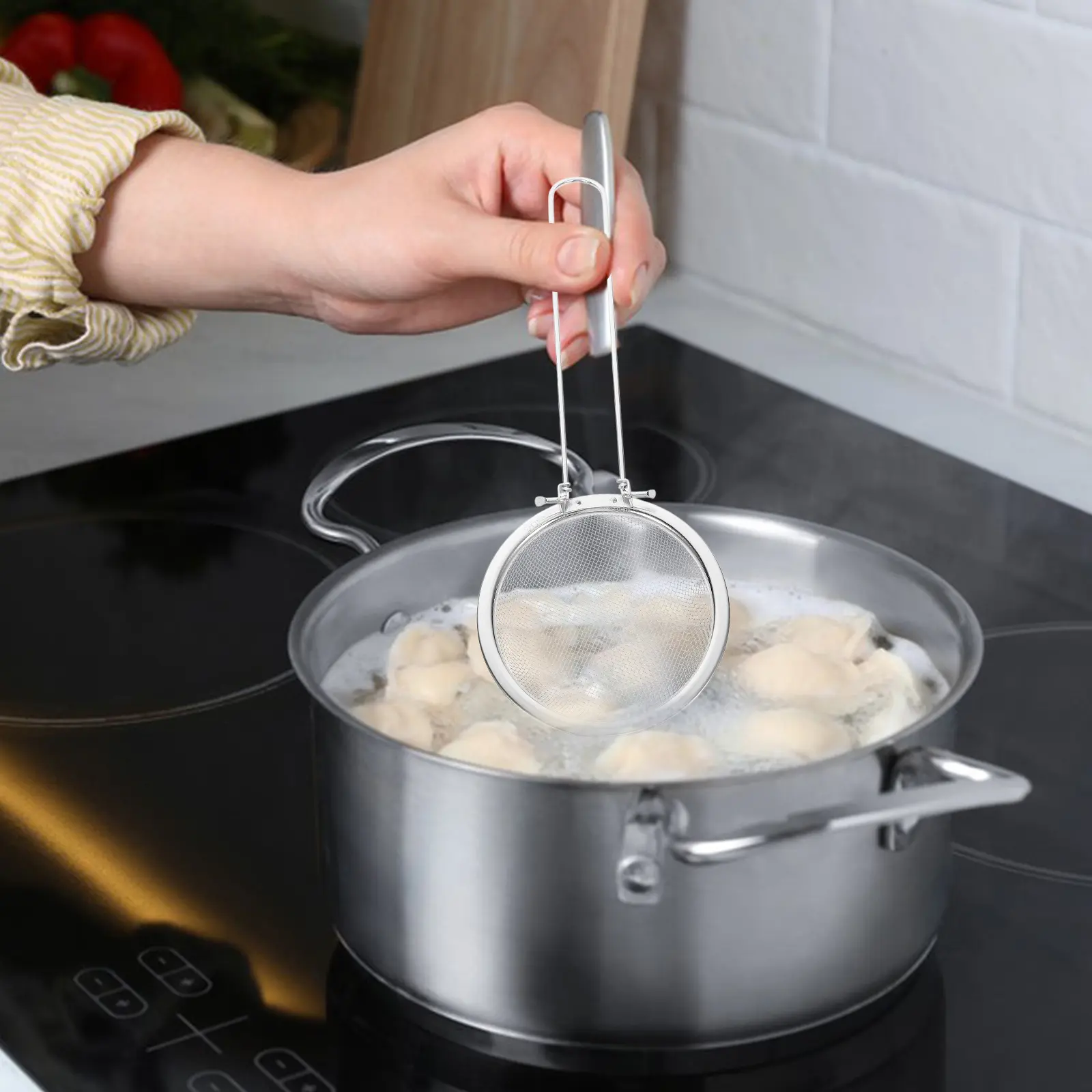 Colander Foldable Spoon Strainer Stainless Steel Cooking Oil Filter Food Strainers