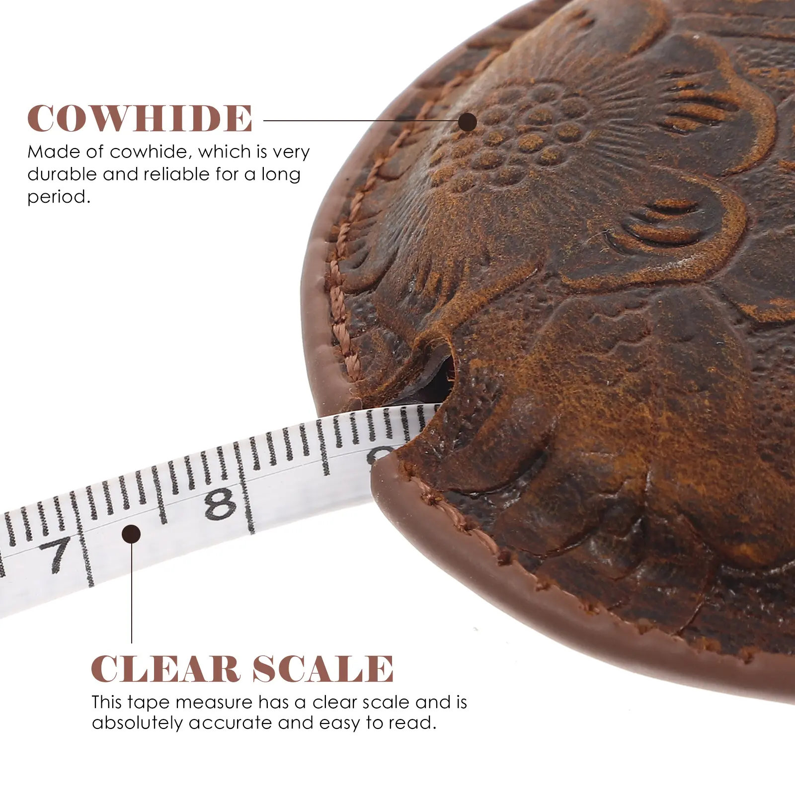 1pcs Vintage Body Measure Tapeline Tools Durable Cowhide Lightweight Sewing Measuring Tool Accurate Waist Household Tapeline