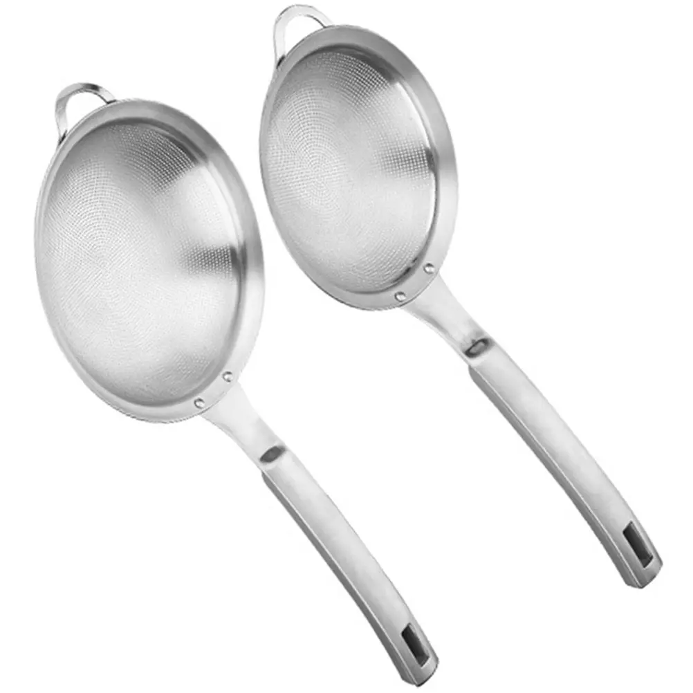 2pcs Mesh Strainer Rust-Proof High Temp Resistant Oil Food Drainage Tool Kitchen Accessory Reusable Wear-Resistant Ergonomic
