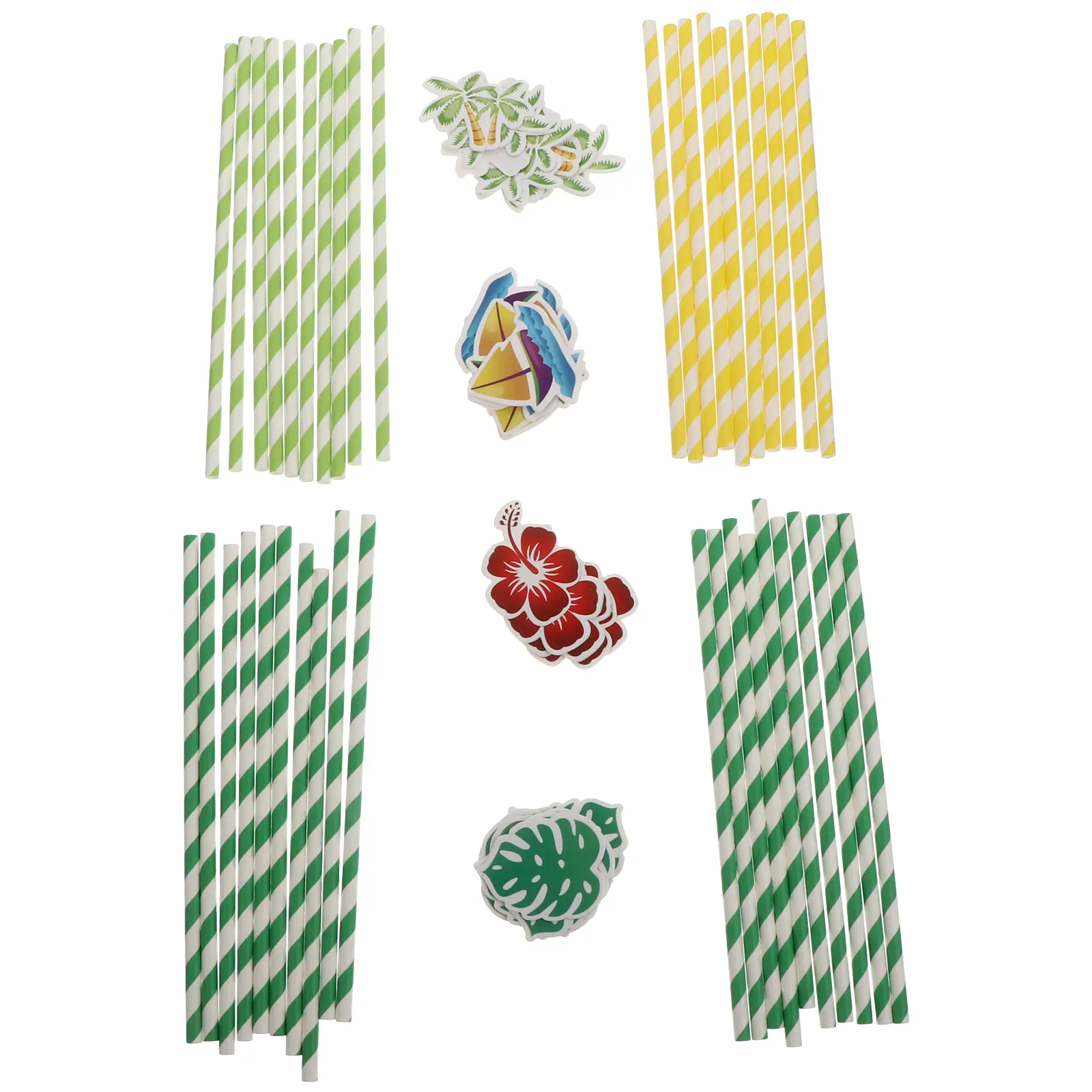 40Pcs Coconut Tree Paper Straws Festive Drinking Straws for Christmas Wedding Birthday Tropical Theme Hawaii Party Paper Straws