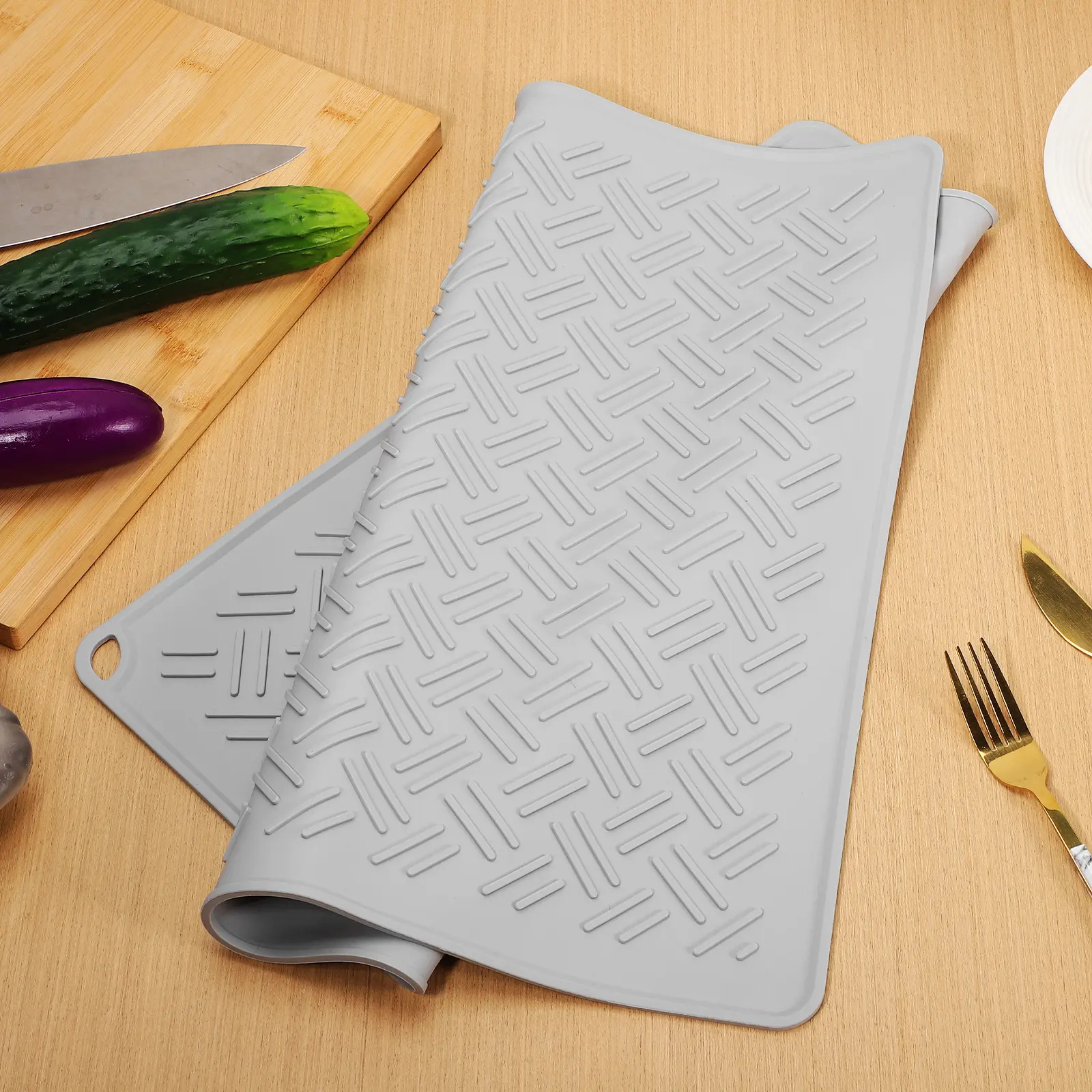 Silicone Draining Drying Mats Counter Dish Drain Mat Grey Fast Drying Dish Mat Non Slip Heat Resistant ganizer