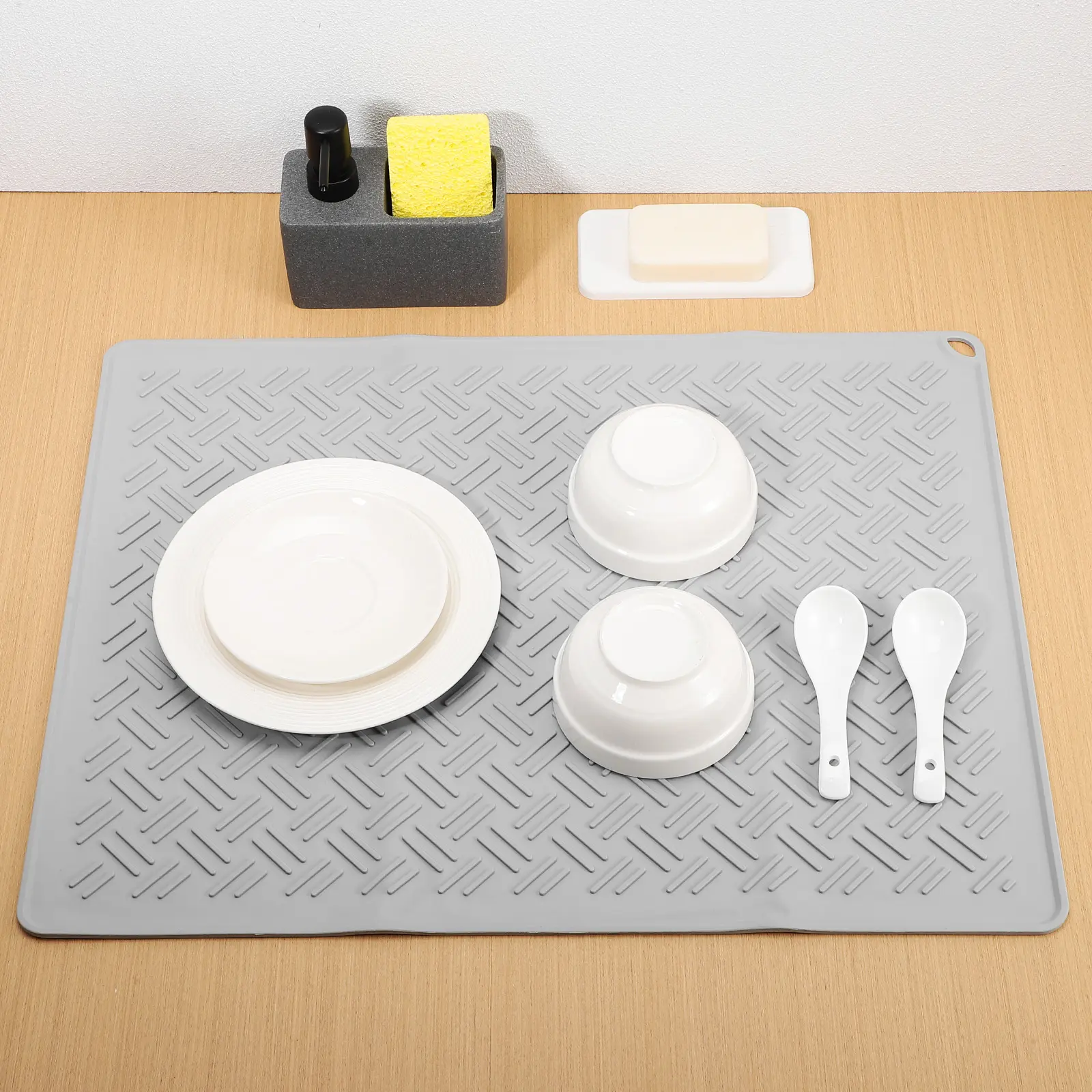 Silicone Draining Drying Mats Counter Dish Drain Mat Grey Fast Drying Dish Mat Non Slip Heat Resistant ganizer