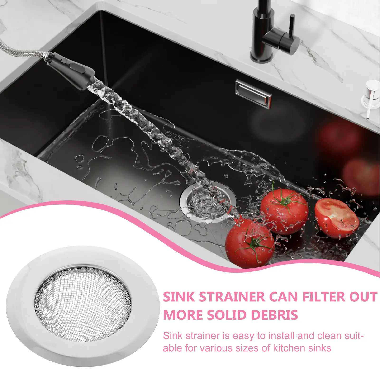 6 Pcs Stainless Steel Sink Strainer Basket Durable Kitchen Drain Filters Anti Clogging Easy Cleaning For Various Sinks