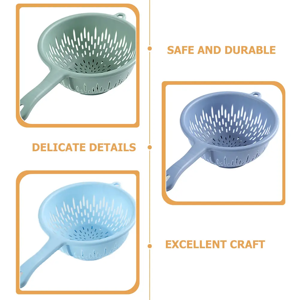 Multi Purpose Food Washing Drain Colander With Handle Strong Plastic Strainer For Kitchen Vegetable Fruit Cleaning Tool 4Pcs
