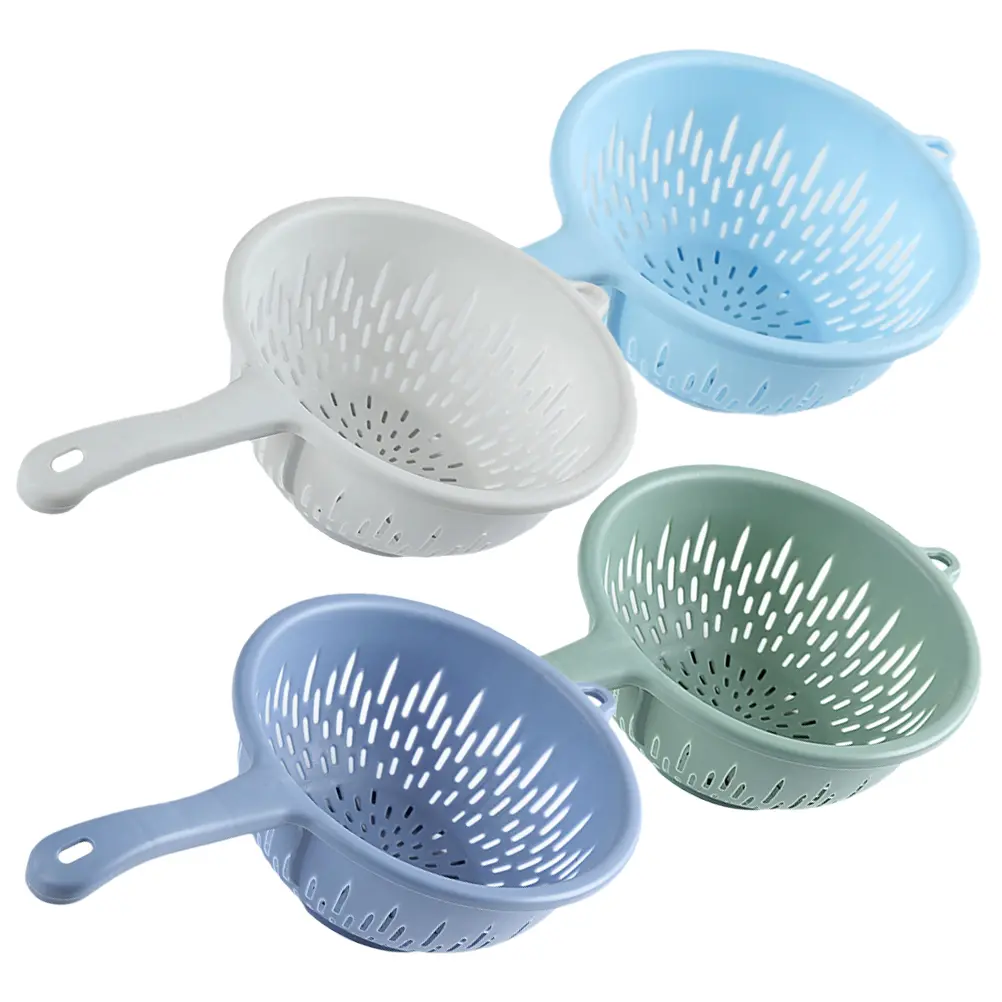Multi Purpose Food Washing Drain Colander With Handle Strong Plastic Strainer For Kitchen Vegetable Fruit Cleaning Tool 4Pcs