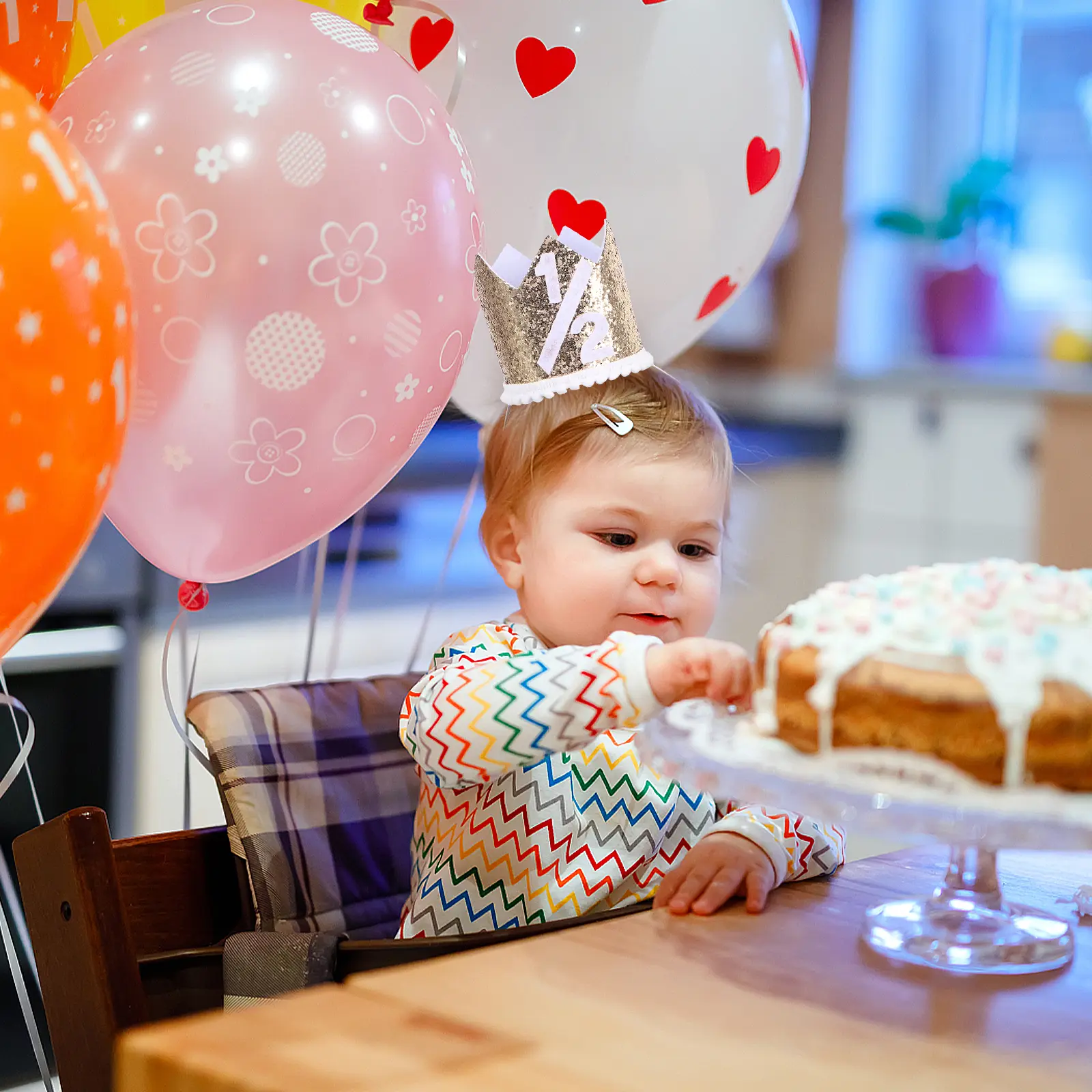 Adorable Kids Hat Crown Shape Non woven Birthday Party Hat Prop Fabric Party Prop Lightweight Cloth Material Babies Headwear