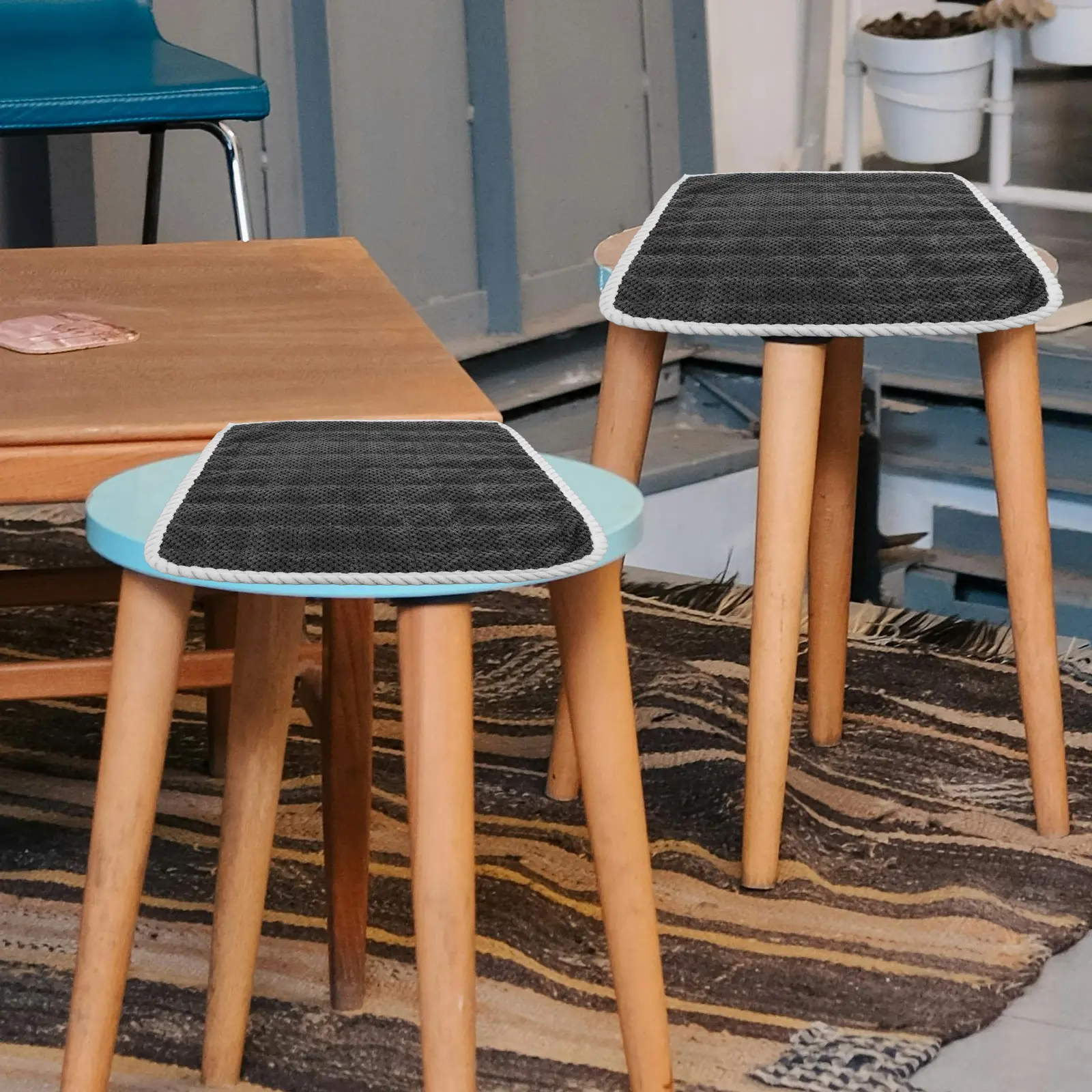 Warm Seat Cushions Thickened Polyester Fiber Nonslip Design Easy Clean Chair Pad Car Seats Dark Grey Padded Mat Automotive