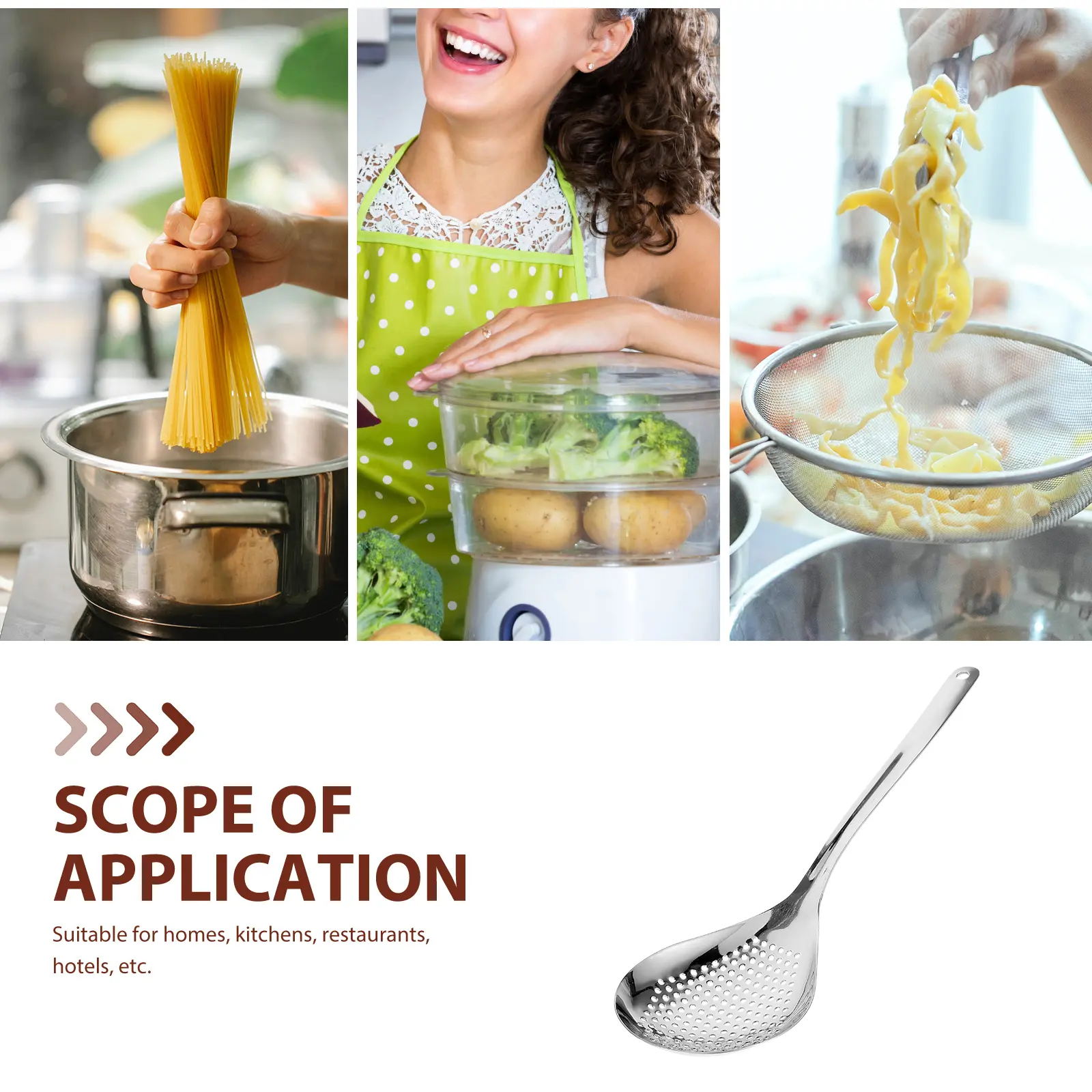 1 pc Stainless Steel Filter Lightweight Colander Spoon Household Kitchen Restaurant Rust Proof Strainer Multipurpose