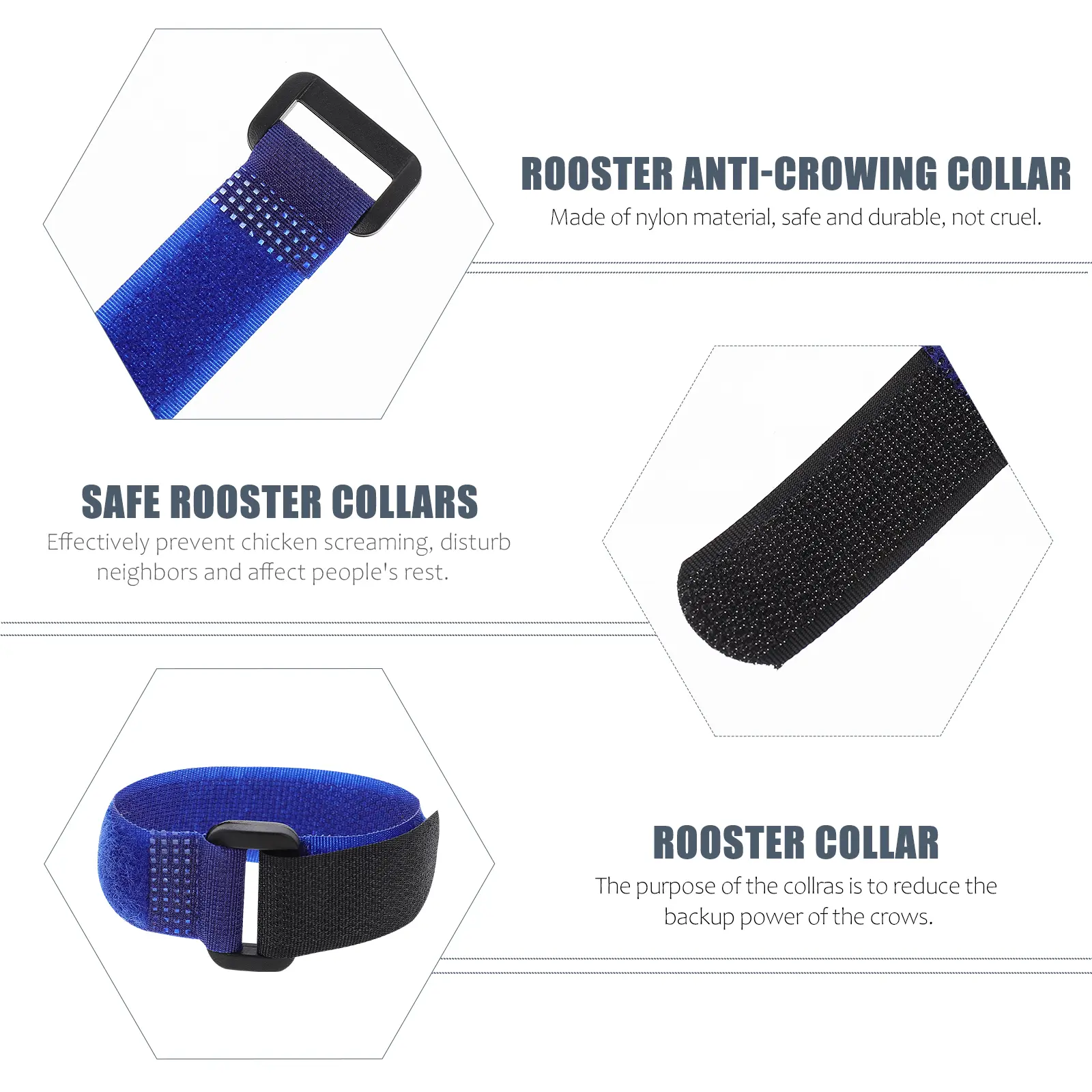 4pcs Anti Crowing Collar Black 2 Adjustable Nylon Noise Free Rooster Poultry Supply Long Lasting Practical Safe