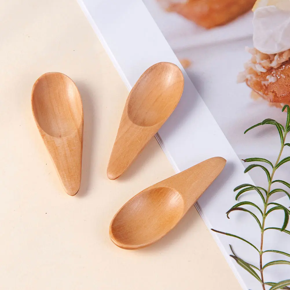 4 Pcs Mini Wooden Spoons 6 5x2 5CM Milk Tea Scoop Spoons Kitchen Supplies Scoop Practical TeaSpoons