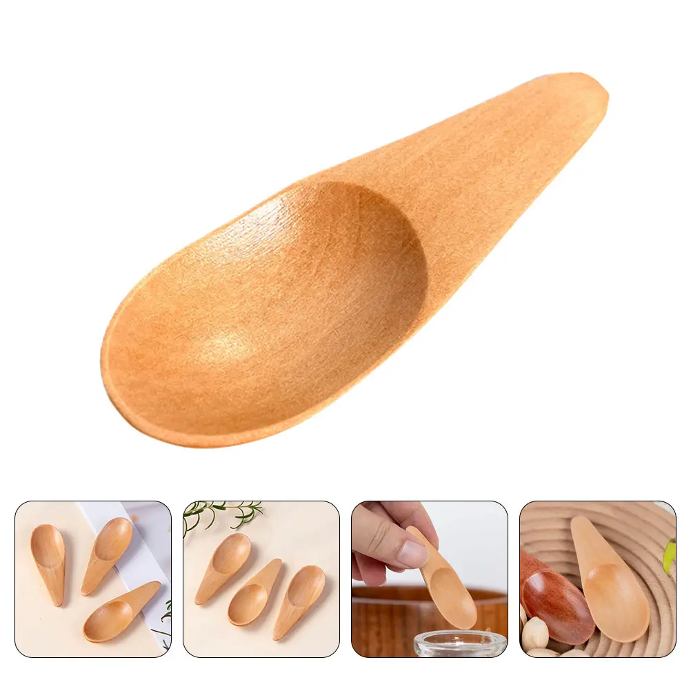 4 Pcs Mini Wooden Spoons 6 5x2 5CM Milk Tea Scoop Spoons Kitchen Supplies Scoop Practical TeaSpoons