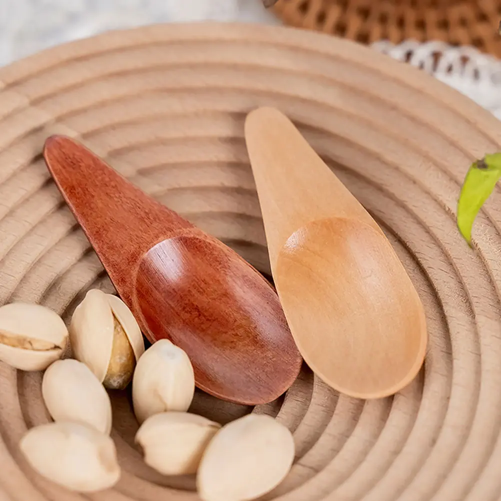 4 Pcs Mini Wooden Spoons 6 5x2 5CM Milk Tea Scoop Spoons Kitchen Supplies Scoop Practical TeaSpoons
