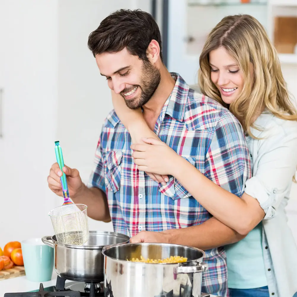 Fine Sieves and Strainers Stainless Steel Colander Fettuccine Pasta Spider Spoon Mesh Cooking Utensil
