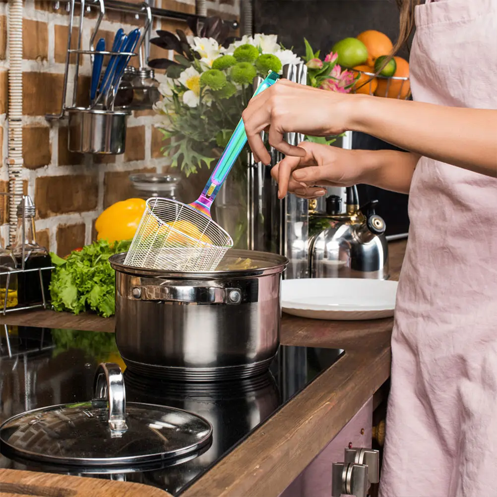 Fine Sieves and Strainers Stainless Steel Colander Fettuccine Pasta Spider Spoon Mesh Cooking Utensil