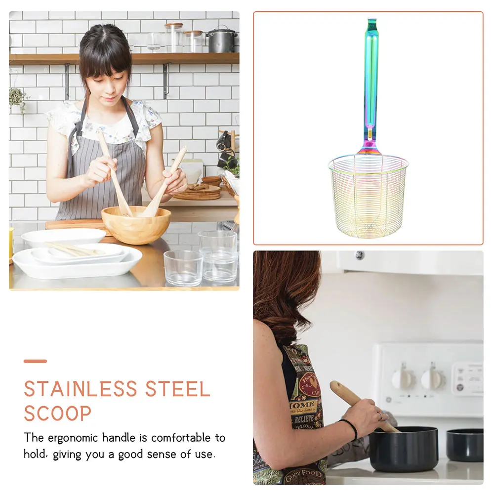 Fine Sieves and Strainers Stainless Steel Colander Fettuccine Pasta Spider Spoon Mesh Cooking Utensil
