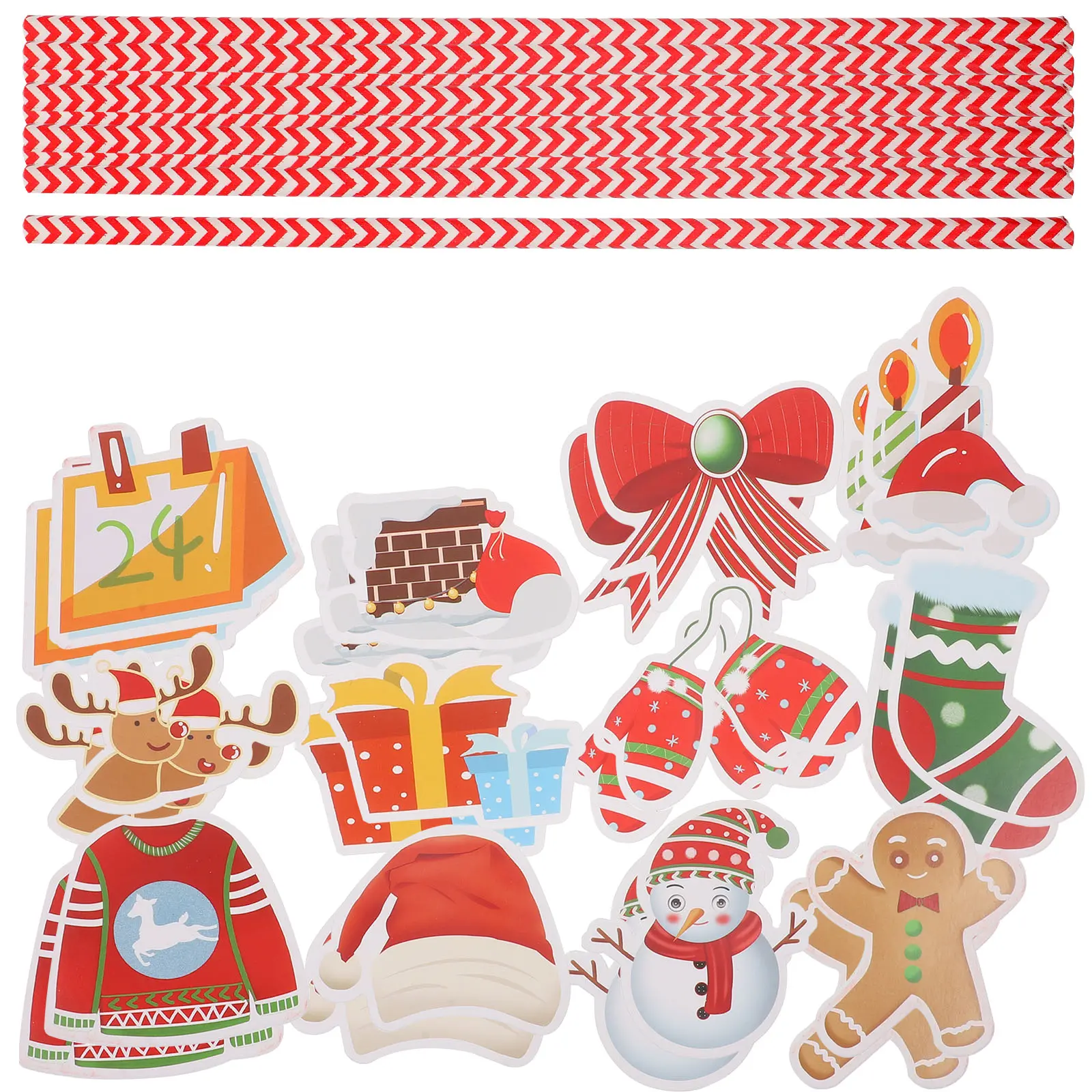1 set Christmas Decorative Plastic Drinking Christmas Elements Straws for Party Holiday Cocktail Xmas Beverages