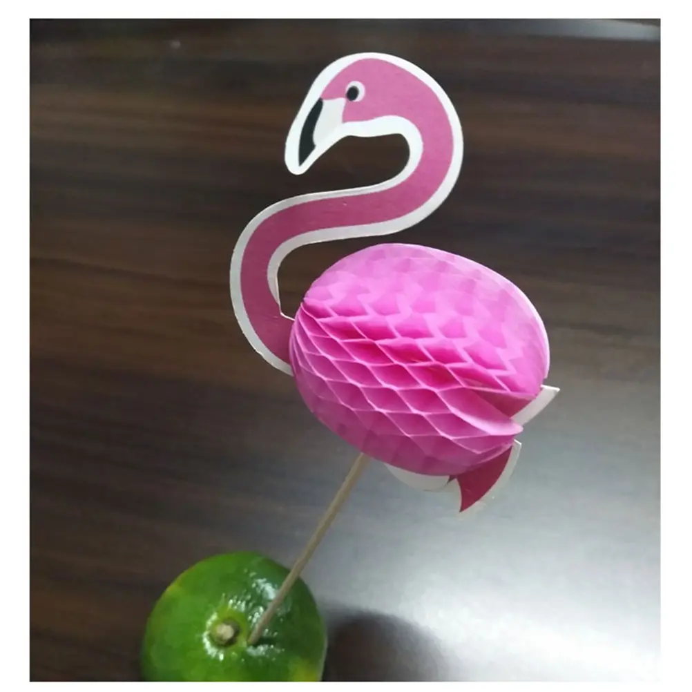 100pcs Flamingo Cupcake Picks Cake Toppers Three Dimensional Toothpicks Food Safe Premium Paper Party Decorations