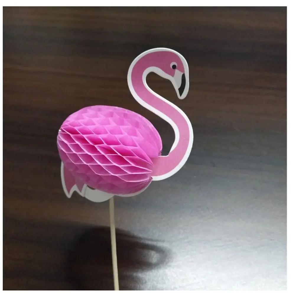 100pcs Flamingo Cupcake Picks Cake Toppers Three Dimensional Toothpicks Food Safe Premium Paper Party Decorations