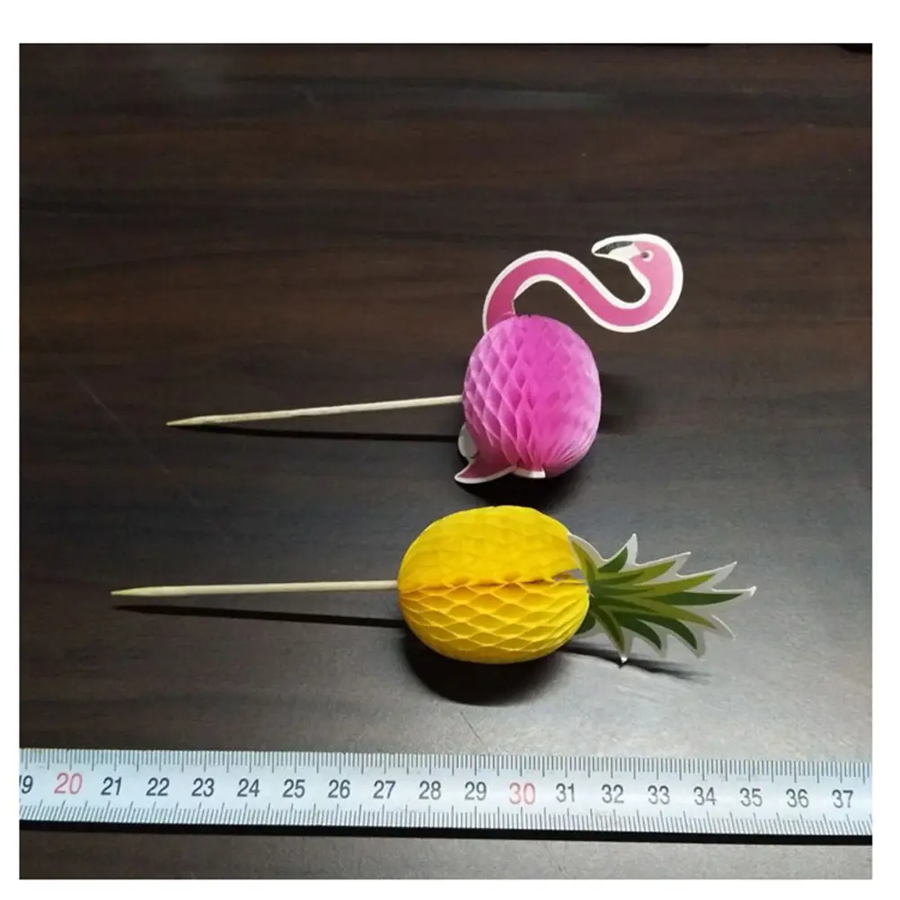 100pcs Flamingo Cupcake Picks Cake Toppers Three Dimensional Toothpicks Food Safe Premium Paper Party Decorations