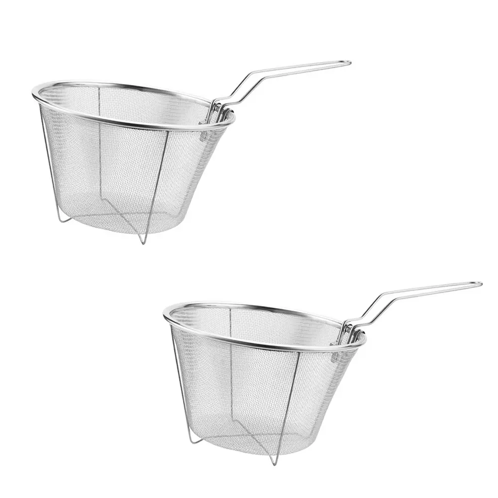 Stainless Steel Frying Baskets Oil Drainage Tools Kitchen Gadgets Heat Resistant Frying Nets Fryer Accessories