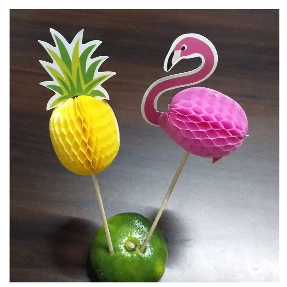 100pcs Flamingo Cupcake Picks Cake Toppers Three Dimensional Toothpicks Food Safe Premium Paper Party Decorations