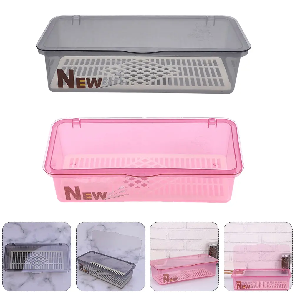 3pcs Cutlery Storage Boxes Plastic Chopsticks Holders Utensil Containers Kitchen Trays Drain Rack Design Household ganizer