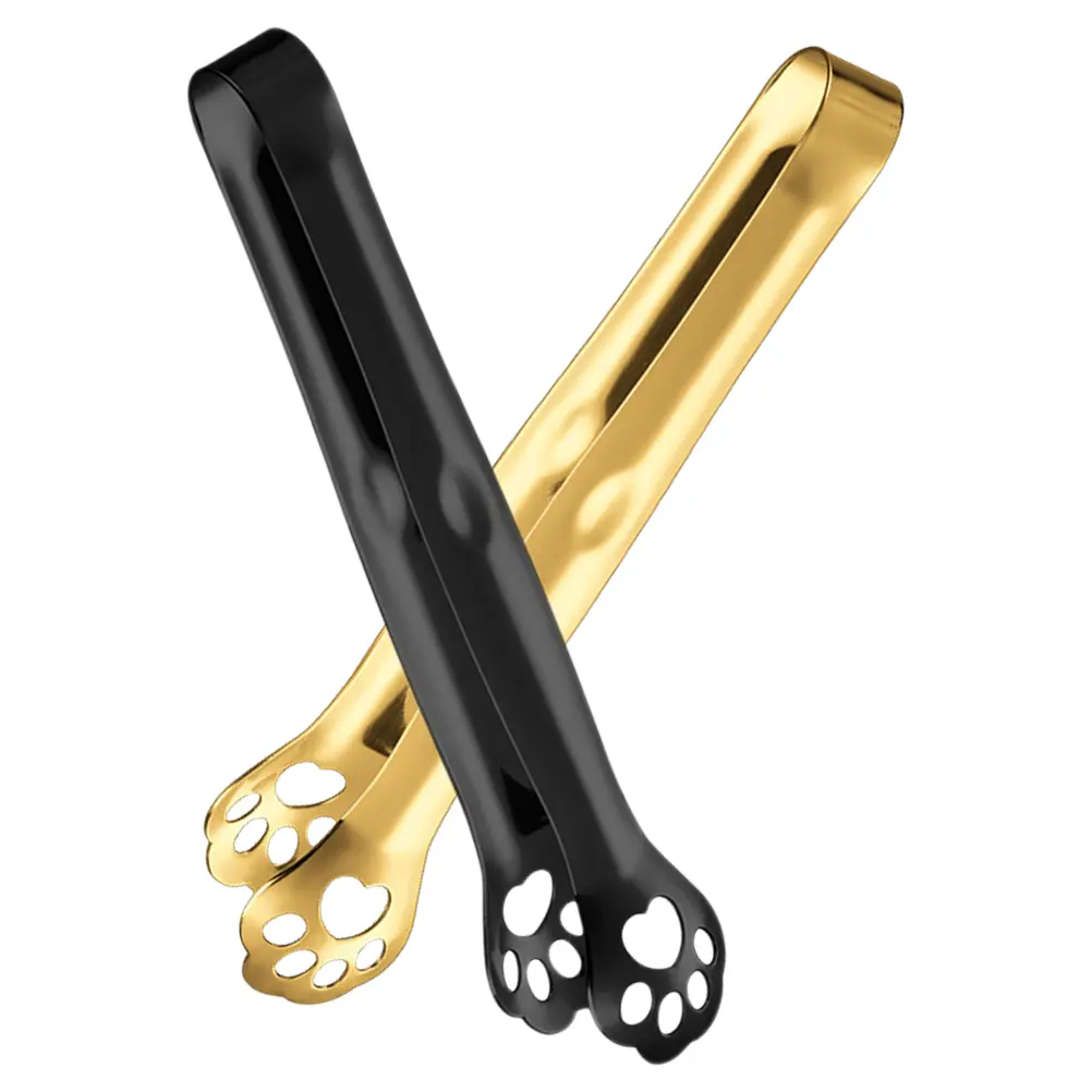 2pcs Cat Paw Shaped Stainless Steel Food Tongs for Salad BBQ Dessert Bread Grilling Metal Clamp Kitchen Tool