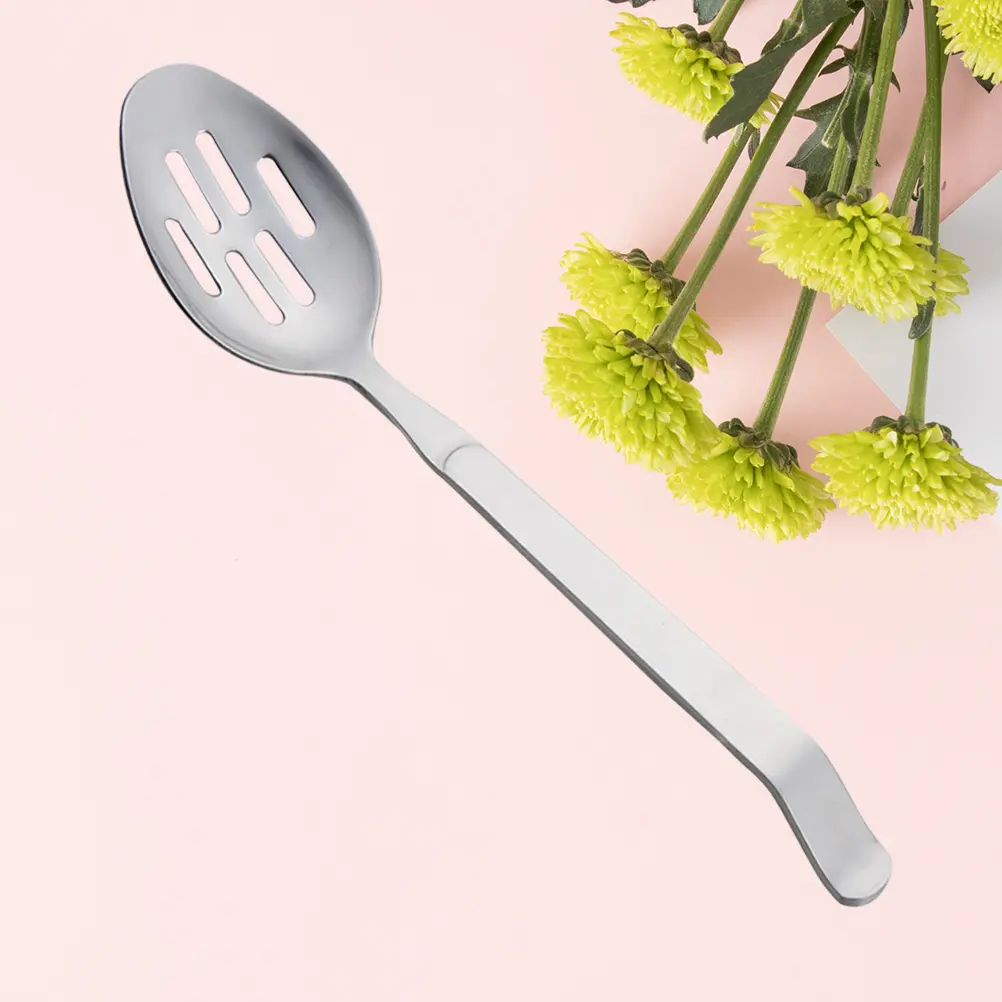Stainless Steel Long Handle Colander Spoon Hollow Soup Serving Western Salad Reusable Kitchen Tool Drainage