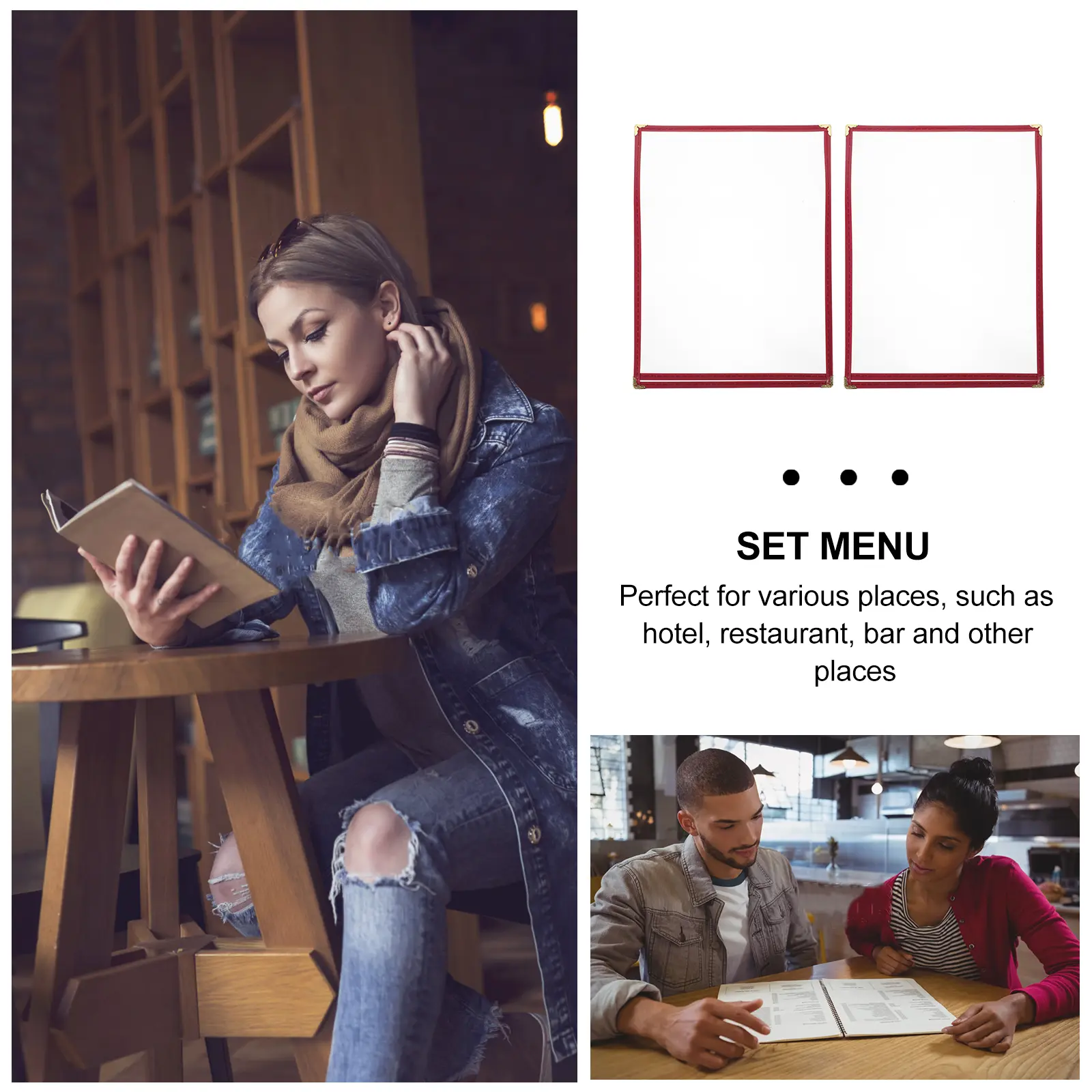 2Pcs Menu Covers PVC Transparent Recipe Folder Water Resistant Coffee Bar Accessories Reusable Easy Clean