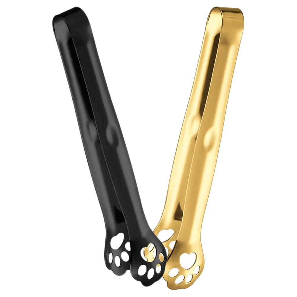 2pcs Cat Paw Shaped Stainless Steel Food Tongs for Salad BBQ Dessert Bread Grilling Metal Clamp Kitchen Tool