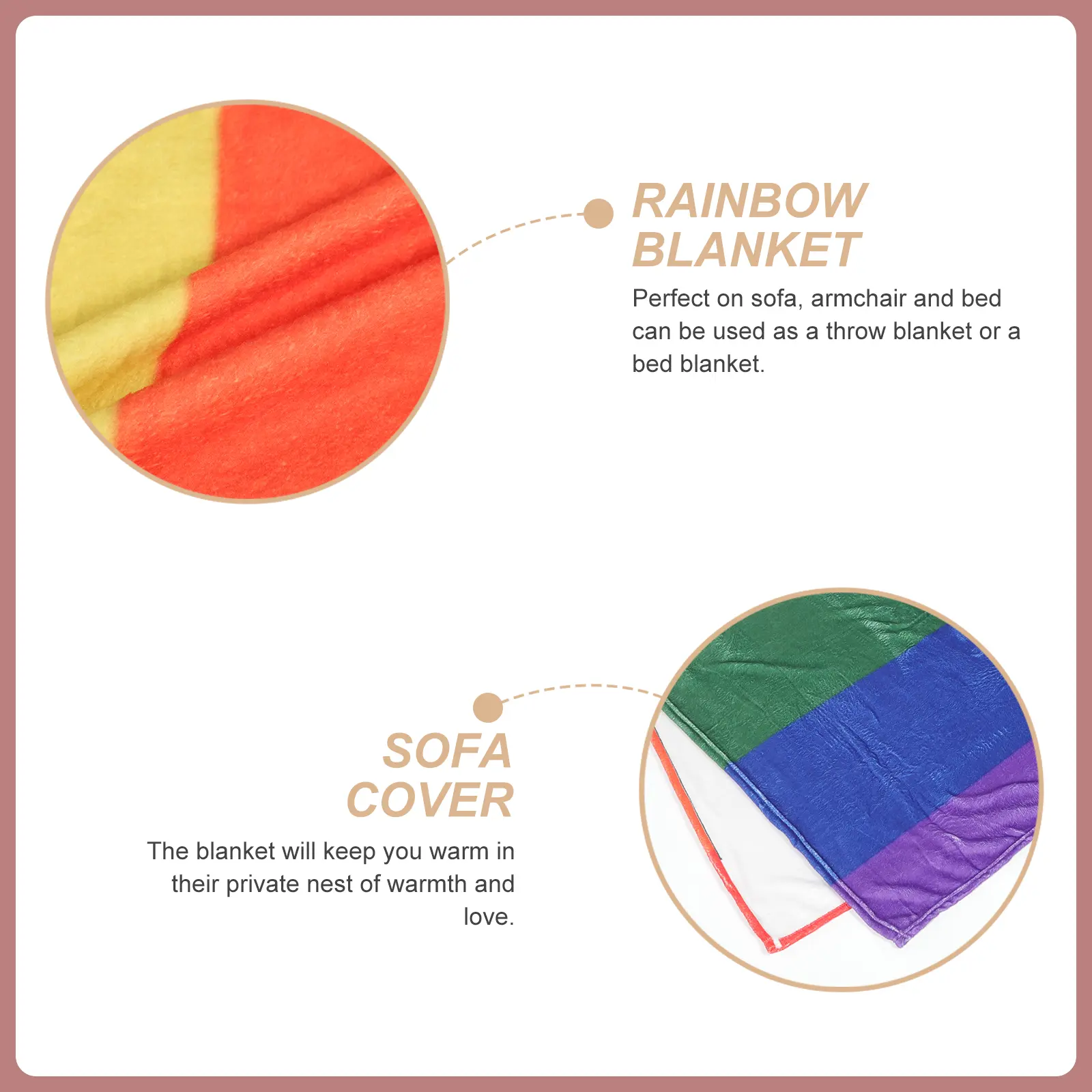Rainbow Throw Blanket Polyester Kids Sleeping Office Nap Flannel Double Sided Warm Decor Couch Bed Sofa Balcony Cape